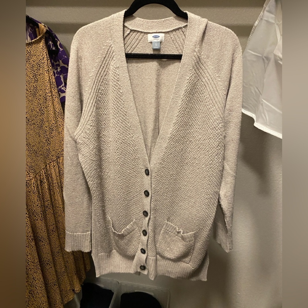 Old Navy Cream Cardigan Sweater Ribbed Knit